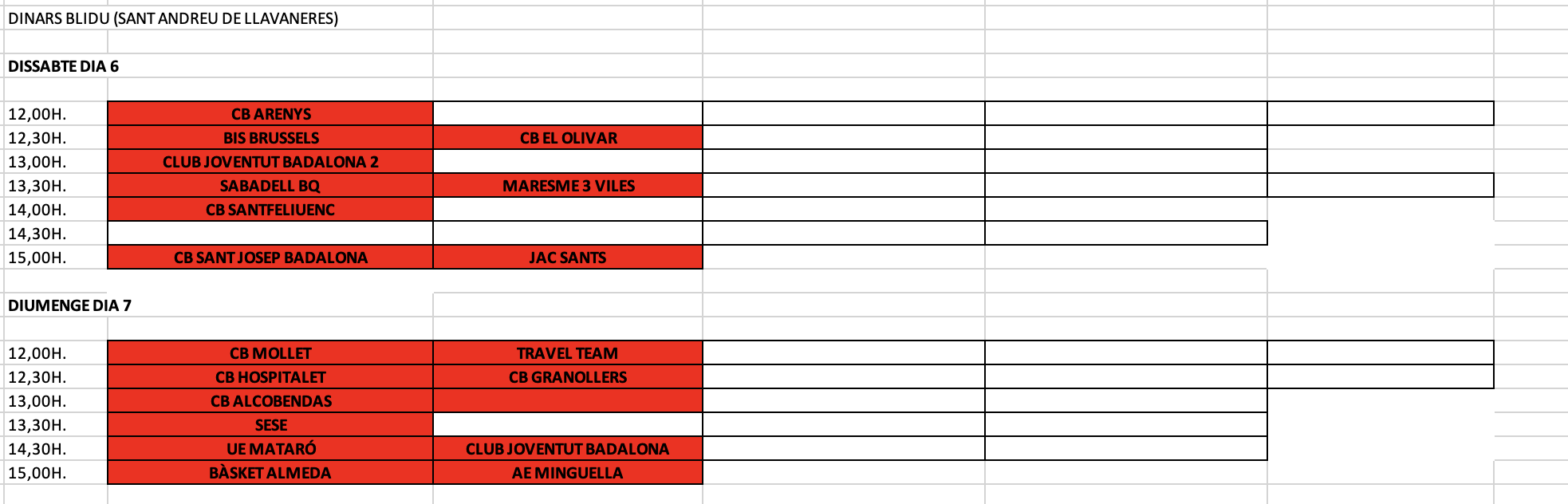 horaris menjar blidu