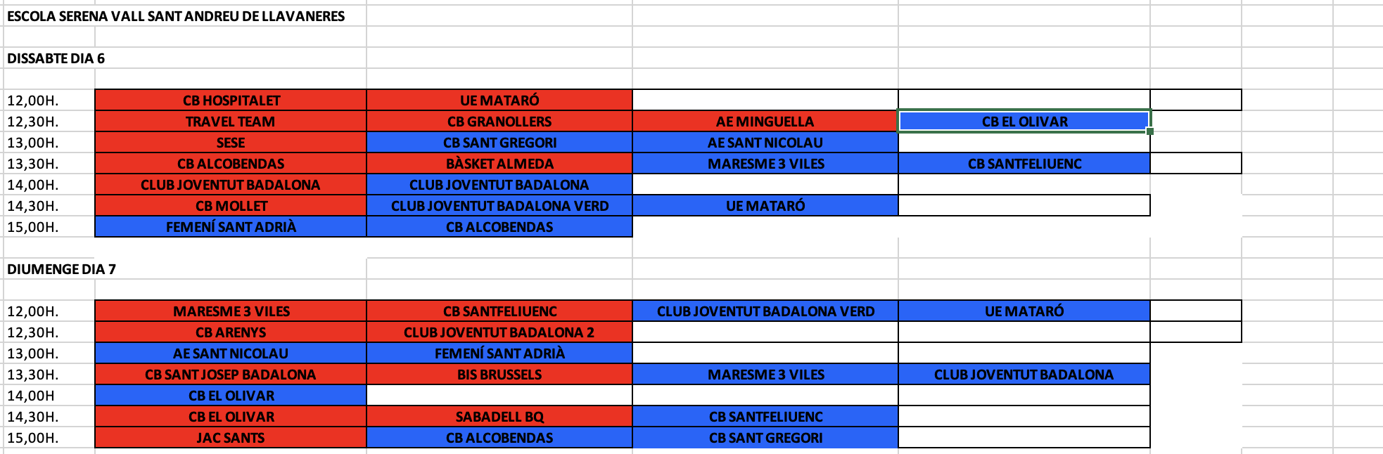 horaris menjar serena vall